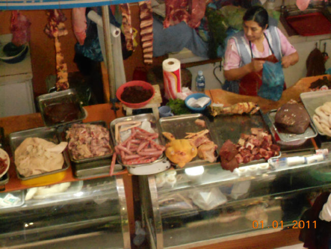 Mercado meat counter.