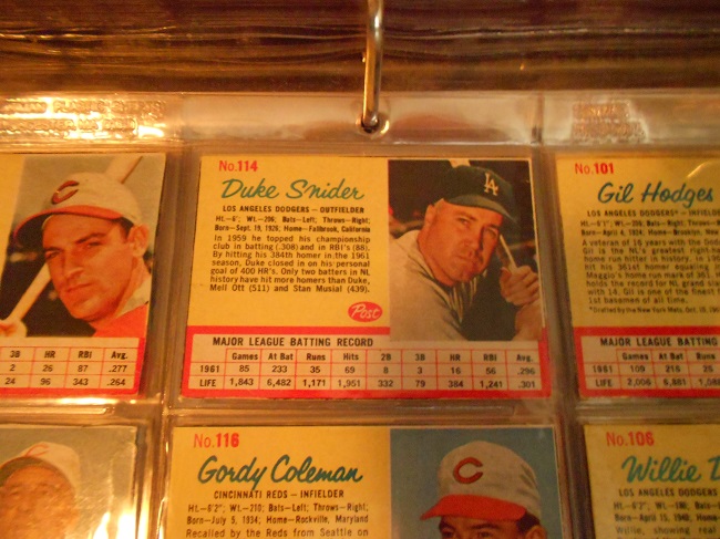 1962 Post Cereal baseball cards