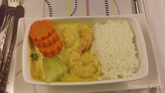 My Entree (Shrimp Curry) in Business Class