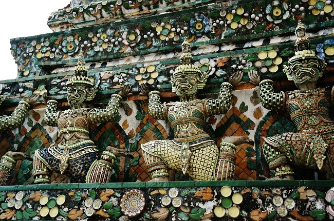 Mosaic Guardian Figures on Wat Arun, Temple of Dawn