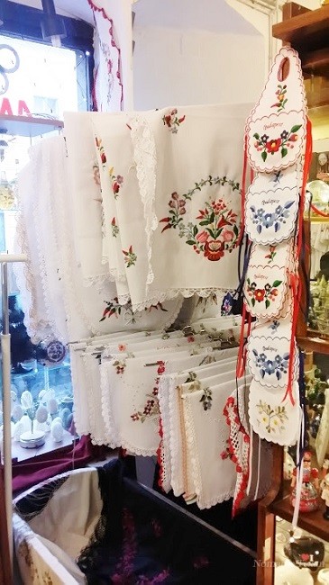 Handmade Linens Adorn the Shops on Fisherman's Hill in Buda
