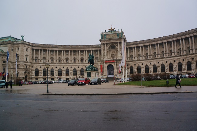 Heldenplatz in front of the Hofburg Palace, most notably Adolf Hitler's ceremonial announcement of the Austrian Anschluss to Nazi Germany on 15 March 1938.